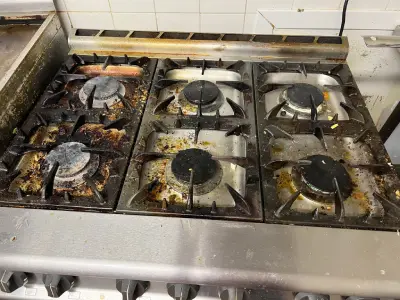 Dirty kitchen oven.